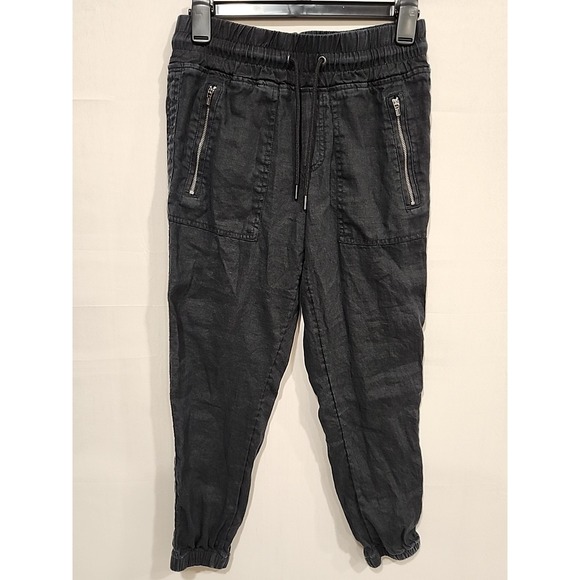 Athleta Joggers Womens Size 0 Petite Black, Zippered Pockets Elastic Waist - Picture 1 of 11